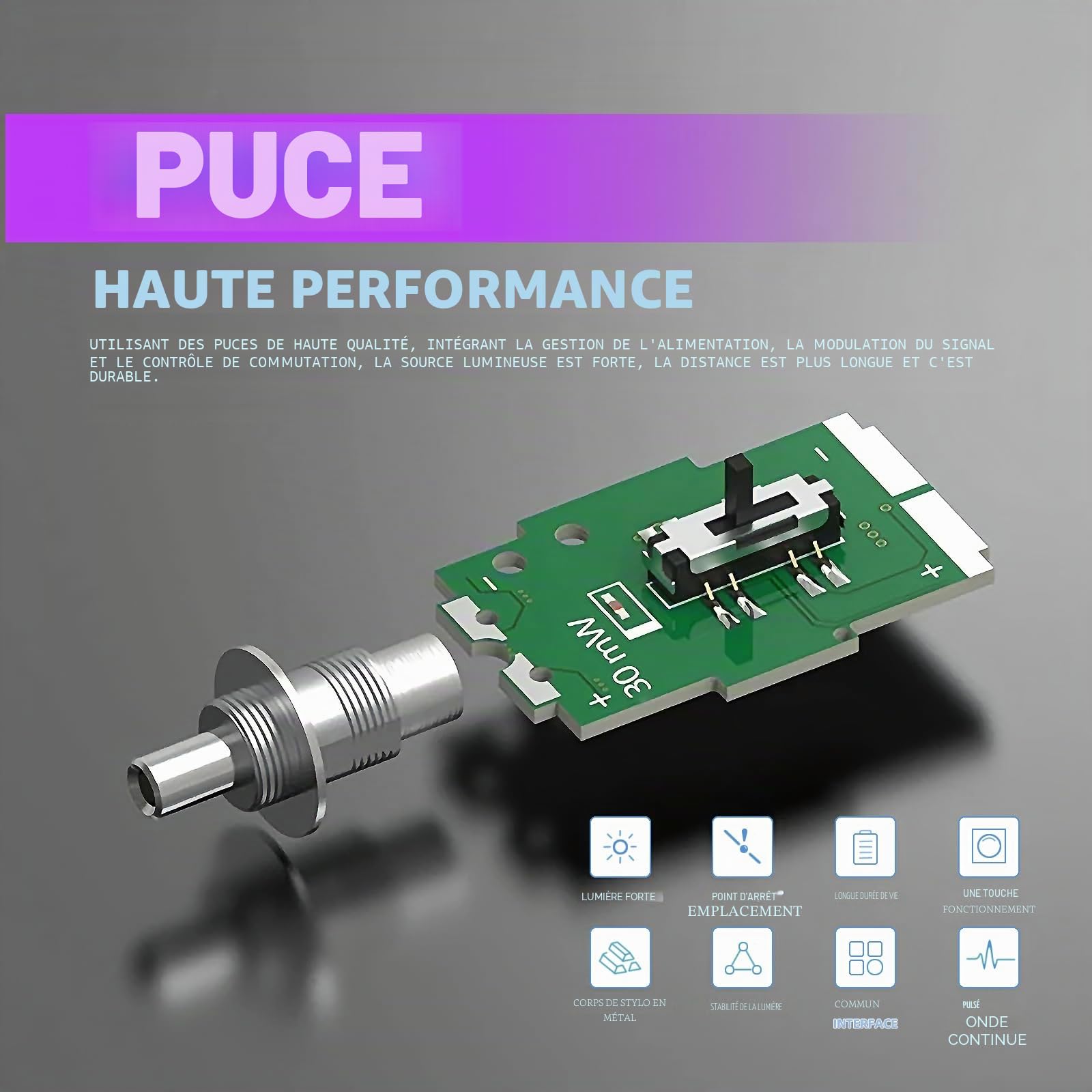 Localisateur visuel de défauts de 70 mW, kits VFL de 70 mW, Stylo testeur de câbles à fibre optique avec adaptateurs monomodes FC/LC 9/125 µm, compatible avec les interfaces SC/FC/ST/LC 2,5 mm