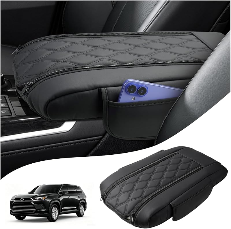 Capa de console central Autorder para Toyota Highlander 2020–2026 com almofada de apoio e bolsos – 1 unidade