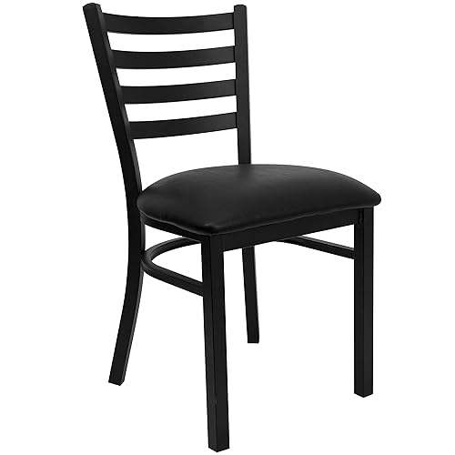 Flash Furniture HERCULES Series Black Ladder Back Metal Restaurant Chair