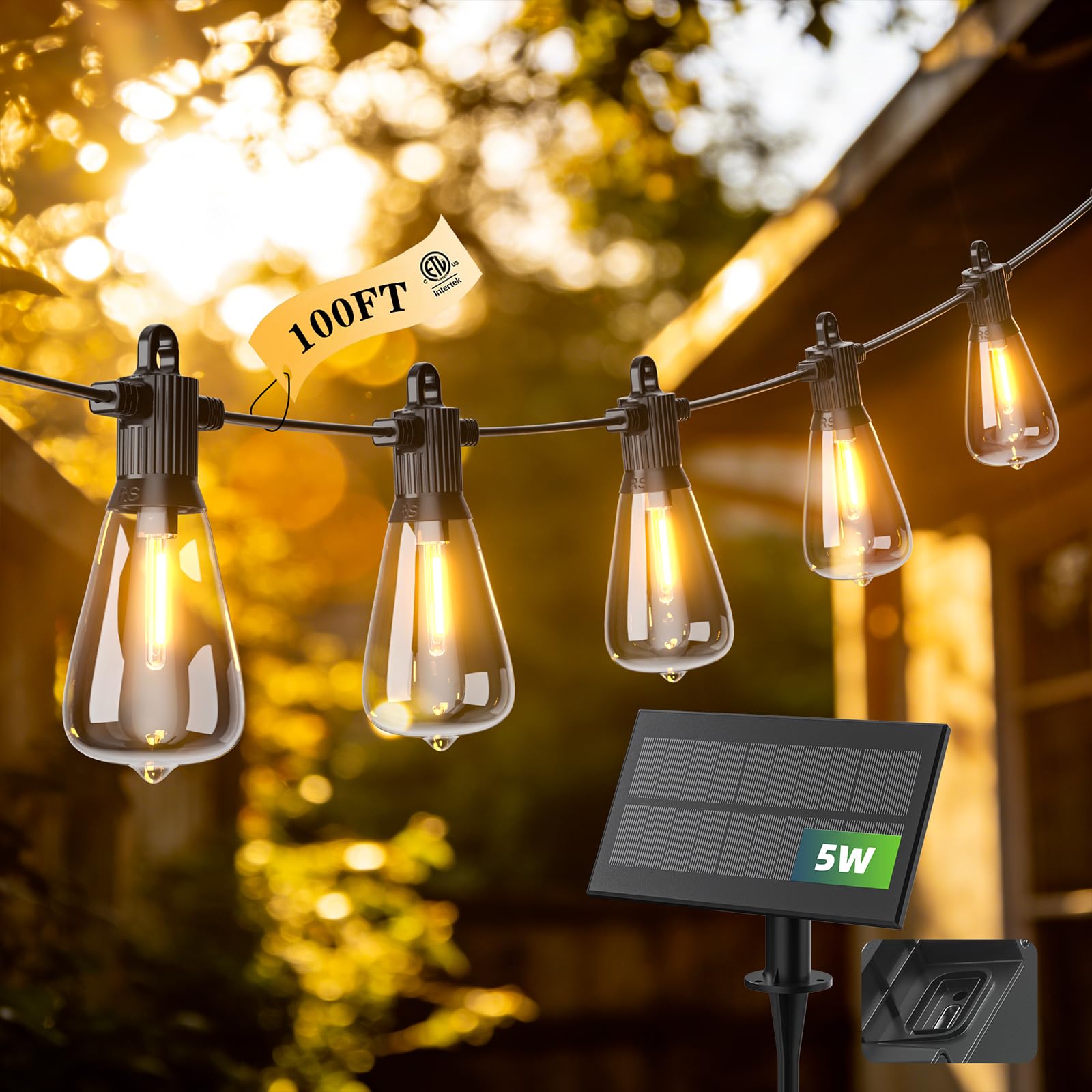 FOOMAN 100FT Solar String Lights