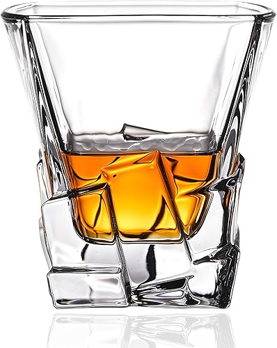 Miniatura 10 de Juego de 4 vasos de whisky, vasos de cóctel de 10 onzas de cristal a la antigua, vasos de cóctel para bourbon, whisky, vasos de ron para hombres y