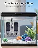 Vista 2 de Pawfly Aquarium Sponge Filter, Fish Tank Filter, Submersible Small Aquarium Filter with Double Foams & Ceramic Rings, Quiet Bio Sponge Filter for