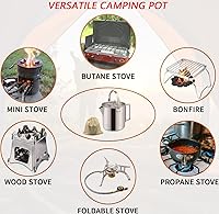 Vista 4 de Hervidor de té para camping, cafetera portátil de 1.2 L, olla de campamento al aire libre, con asas y con tapas para camping, senderismo, picnic