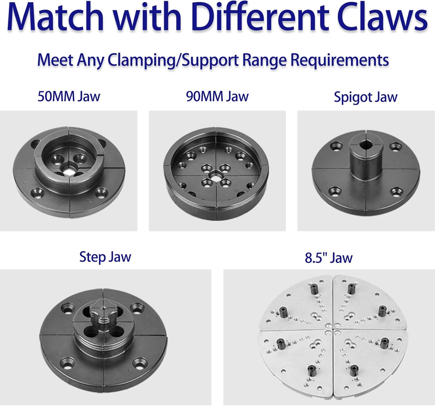 3-3/4" 4-Jaw Self-Centering Lathe Chuck with 2"Jaw Set and Woodscrew and T-Bar Wrench（1" X 8TPI） (3-3/4" Wood Turning Chuck)