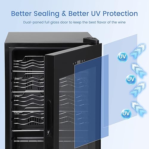 Miniatura 3 de Aprafie Refrigerador de vino con compresor de 24 botellas, compresor de bebidas independientes, para vino tinto, blanco, champán o espumoso, 40 F a