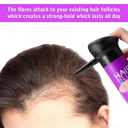 Miniatura 2 de Fibras capilares para adelgazar el cabello para mujeres, color negro, natural e indetectable, fibras de construcción de cabello, engrosador de