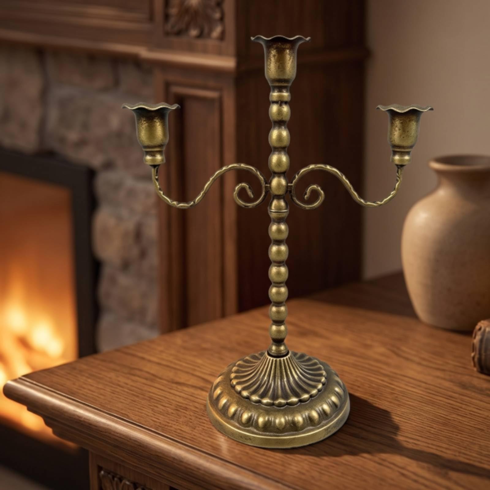 Portacandele in Metallo con E Ornamentali per Mensola E Tavolo Decorazione Classica, style to 1