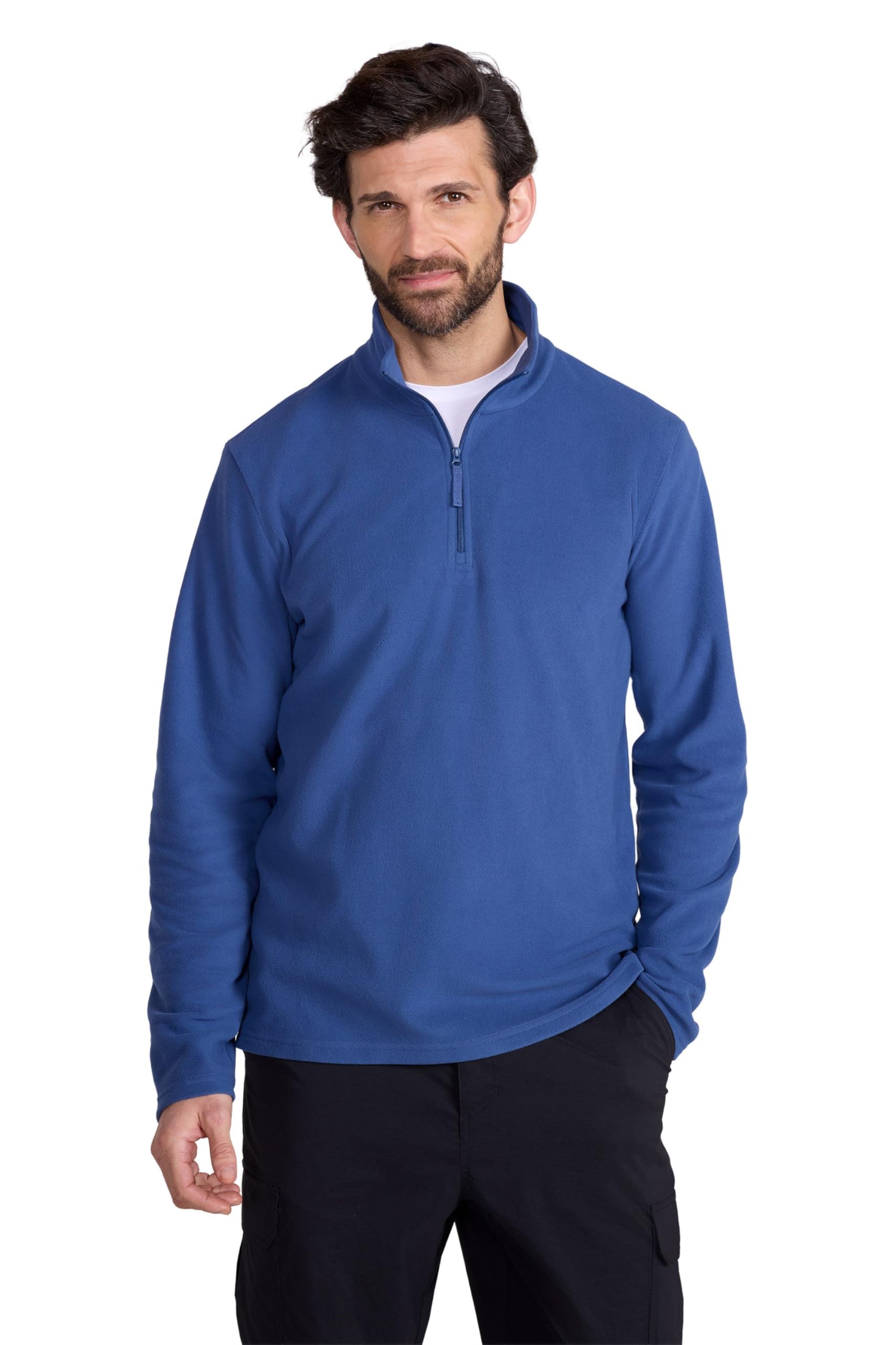 Mountain Warehouse Camber II Mens Half-Zip Fleece -Lightweight & Anti-pill Microfleece - Travel Blue S