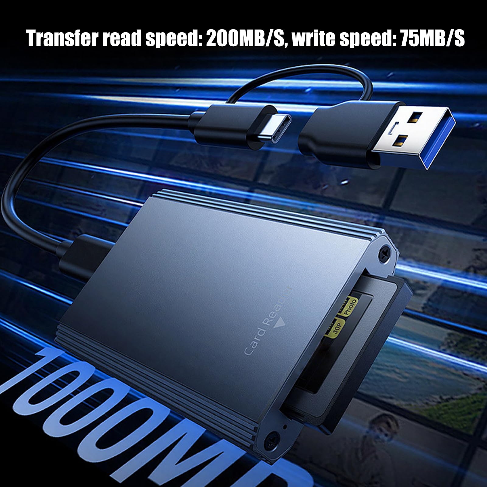 Tipo lettore di schede di USB C 3,2 10Gbps della lega di alluminio CFE B per il trasferimento di dati di velocità veloce e