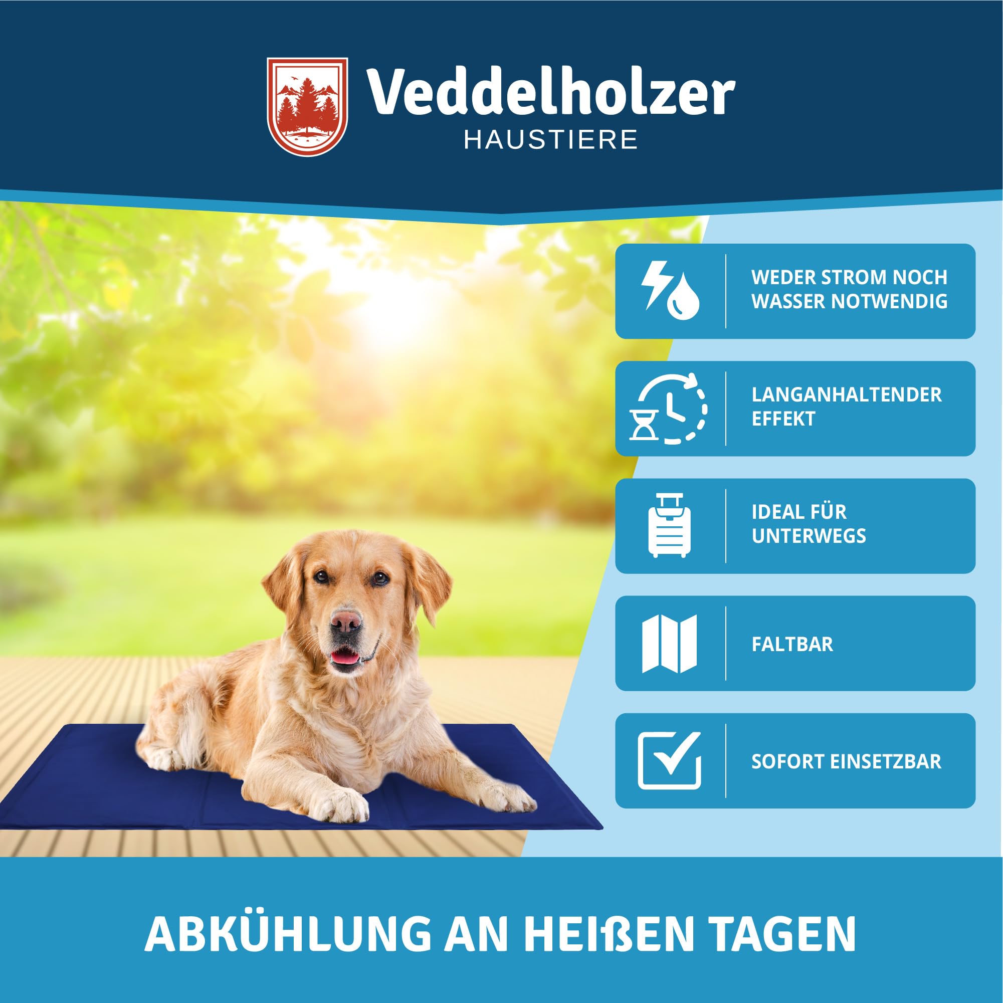 Veddelholzer Extra dikke en zelfkoelende koelmat zonder stroom. Perfect voor de zomer en reizen voor kleine, middelgrote en grote honden