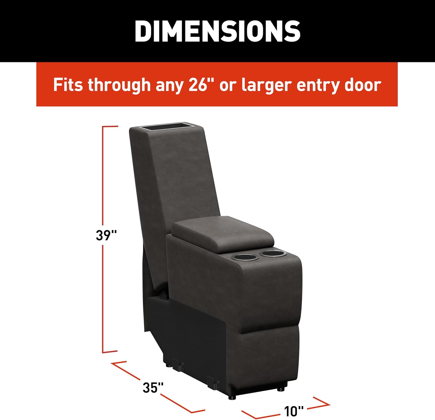 Thomas Payne Signature Heritage Series McCoy RV Theater Seating 10" Center Console with Storage Compartment, Dual Cupholders, Wireless Charging Station - 2024044109