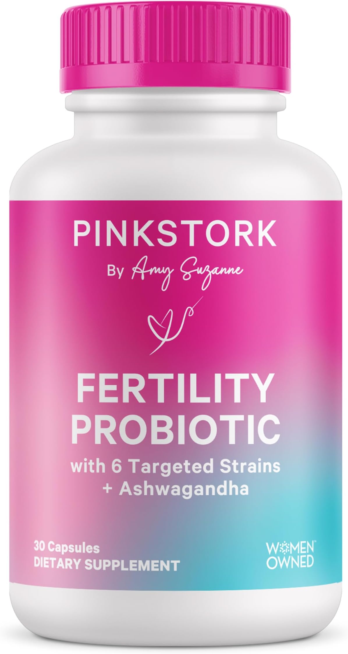 Pink Stork Fertility Support Probiotics for Women with Ashwagandha for Vaginal Health, Conception, pH Balance, Hormone Balance, and Gut Flora, Fertility Supplements for Women, 30 Capsules