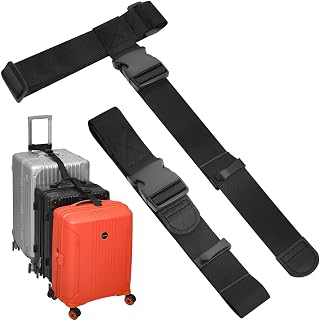 BILIONE Luggage Connector Straps, Suitcase Straps to Connect 3 Suitcases & Add A Bag, Luggage Straps for Suitcases Adjustable Buckle Belt (Black, 2 Pack) - Amazon product rated Grade A