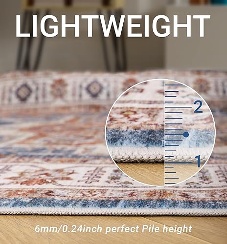 Miniatura 5 de Alfombras de 3 x 5, lavables a máquina, para entrada, resistentes a las manchas, antideslizante, con patrón de medallón vintage (naranja, 3 x 5 pies)