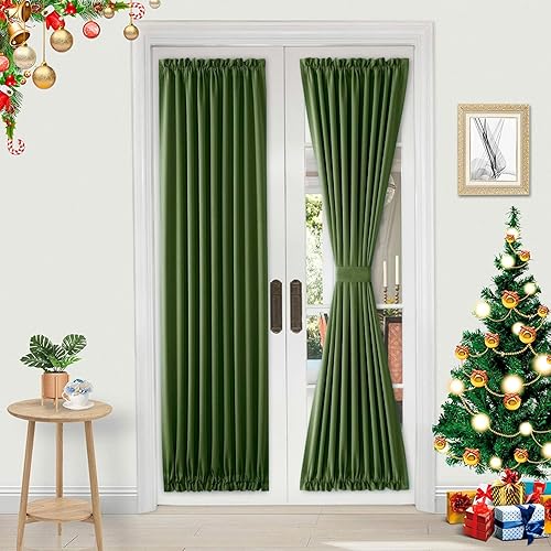 Miniatura 79 de DWCN Cortinas para puerta francesa: cortina térmica con bolsillo para barra para puertas con ventana de cristal, puertas de cocina y patio