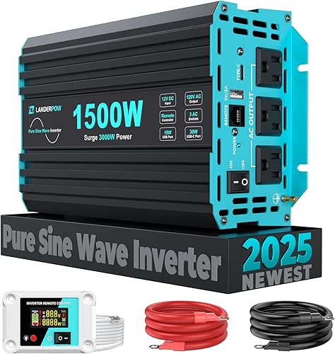 1500 Watt Pure Sine Wave Inverter, 12V DC to 120V