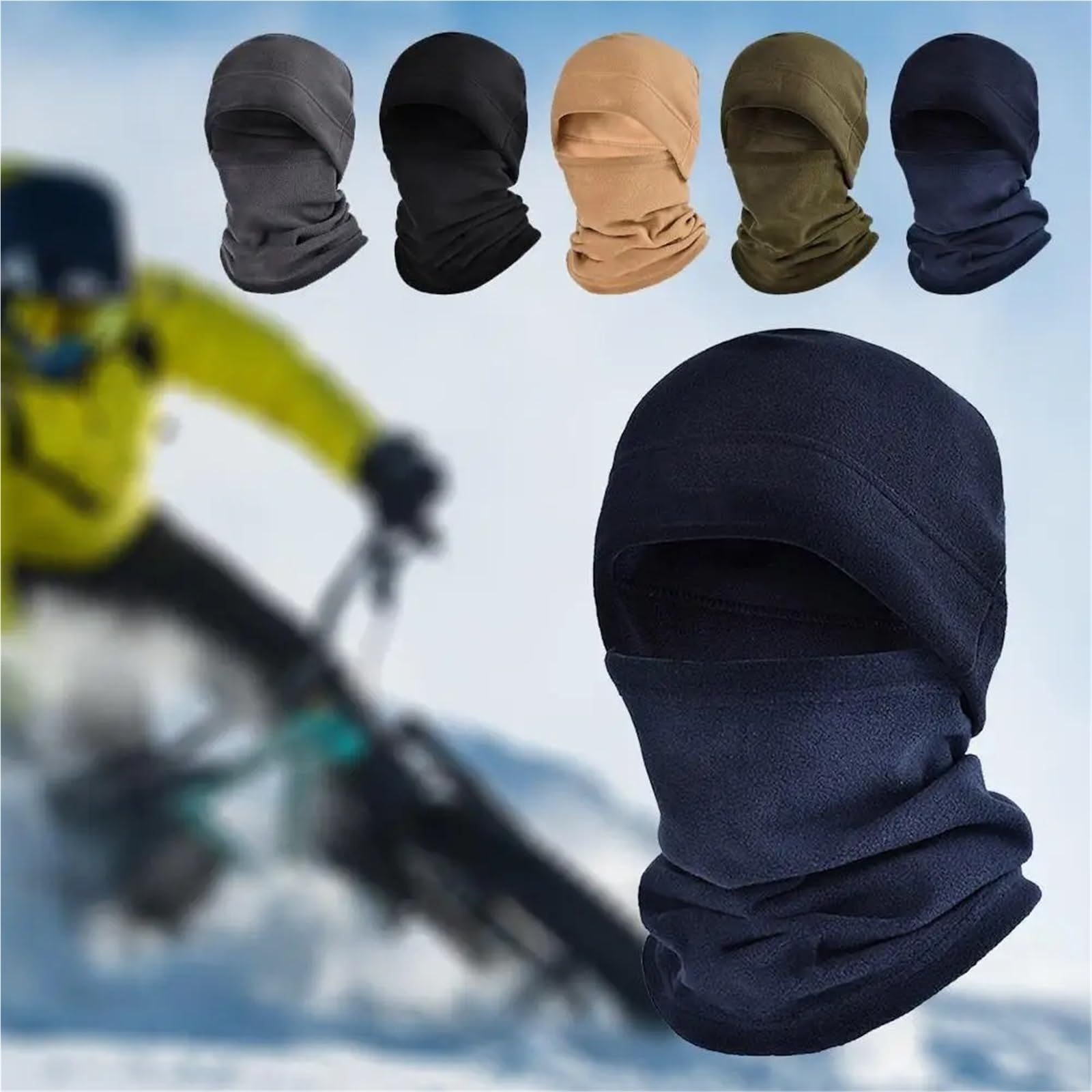 Masque De Cyclisme Cagoule chaude d'hiver for hommes et femmes, 2 pièces, casquette de cyclisme, Sports de plein air, coupe-vent, bavoir de Ski, polaire, résistant au froid, moto, vélo, chapeau Écharp