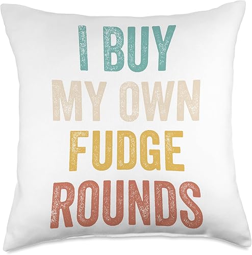 I Buy My Own Fudge Rounds - Almohada divertida vintage, 18 x 18 pulgadas, multicolor
