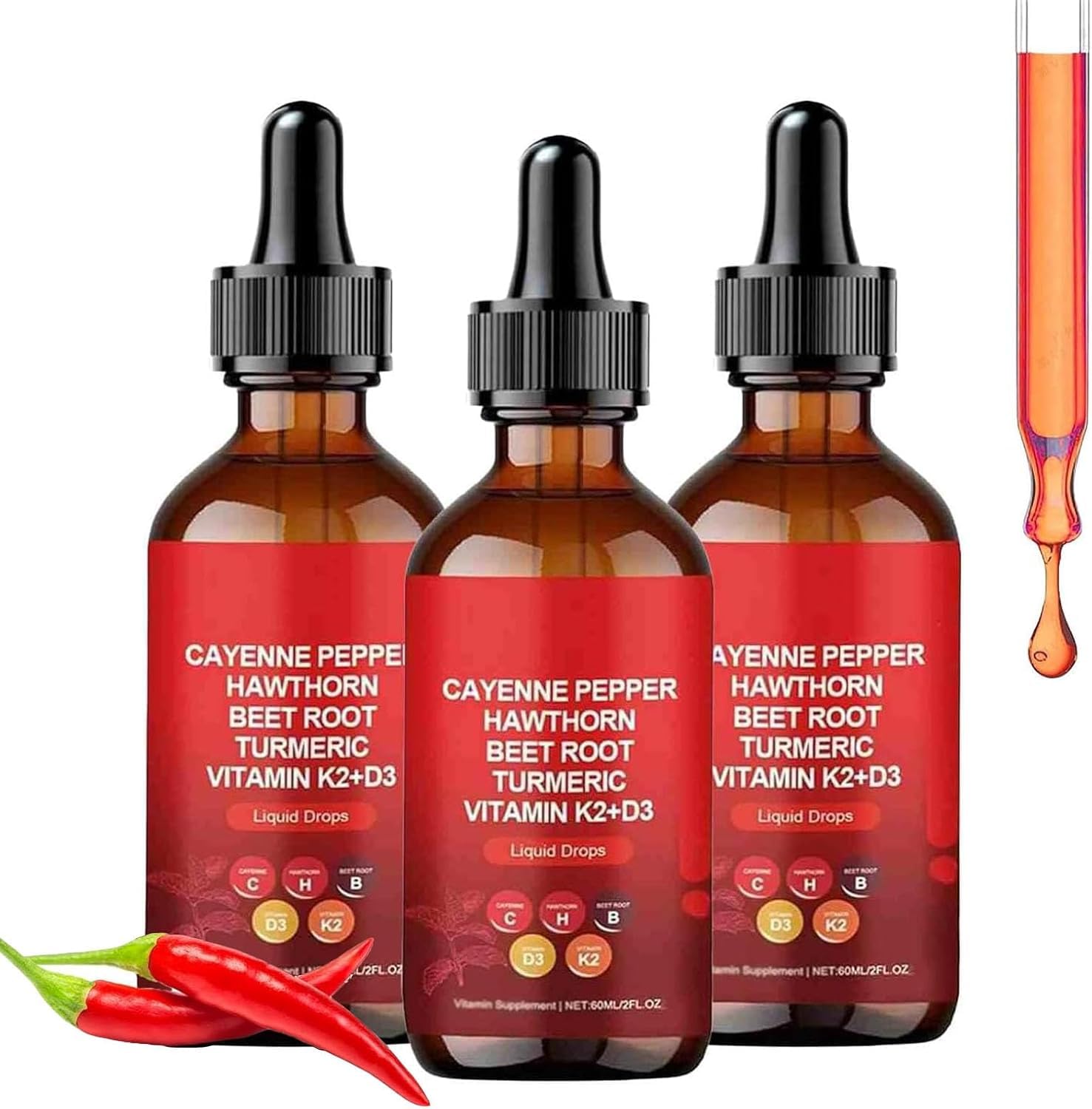 Aeluro Cayenne Drops 60 ml, extracto de pimienta de cayena Aeluro, gotas líquidas de pimienta de cayena natural (3)