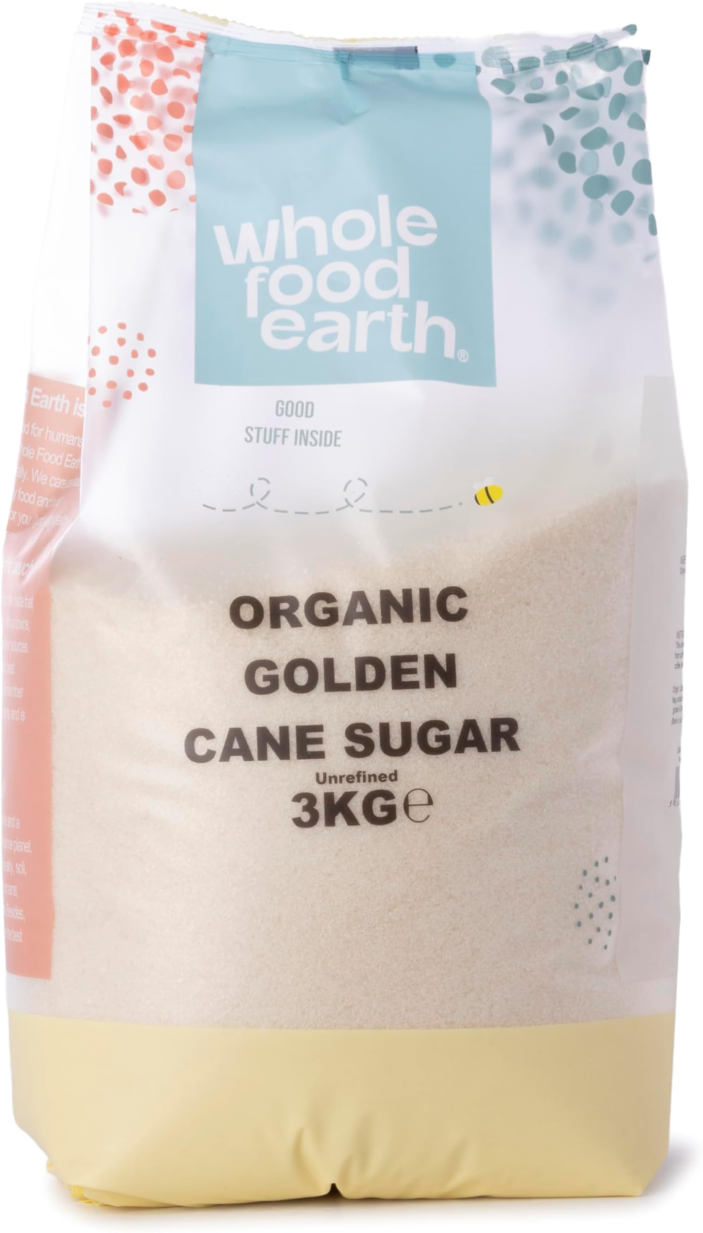 Organic Golden Cane Sugar - 3kg - Unrefined (packaging may vary)