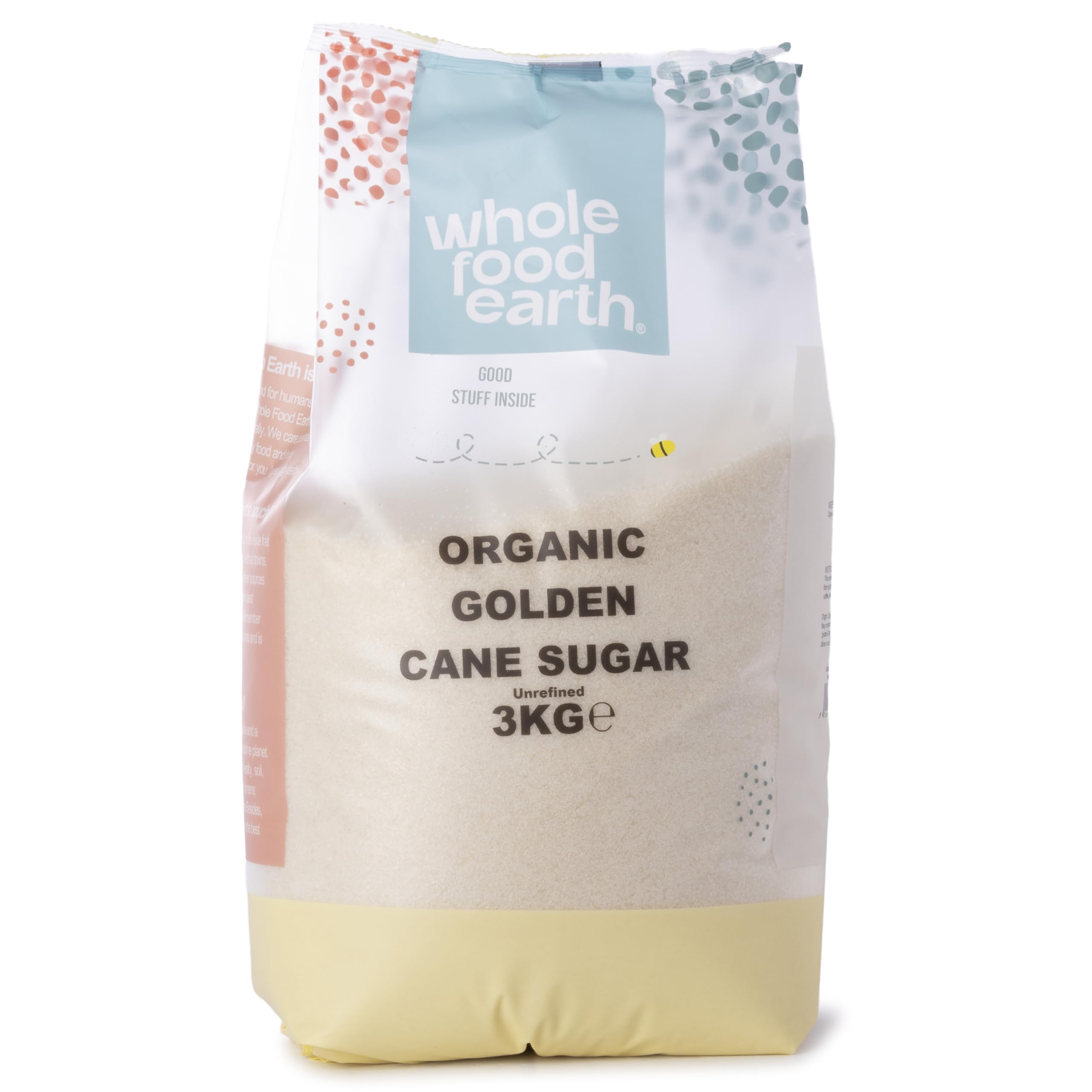 Wholefood Earth® Organic Golden Cane Sugar - 3kg - Unrefined (packaging may vary)