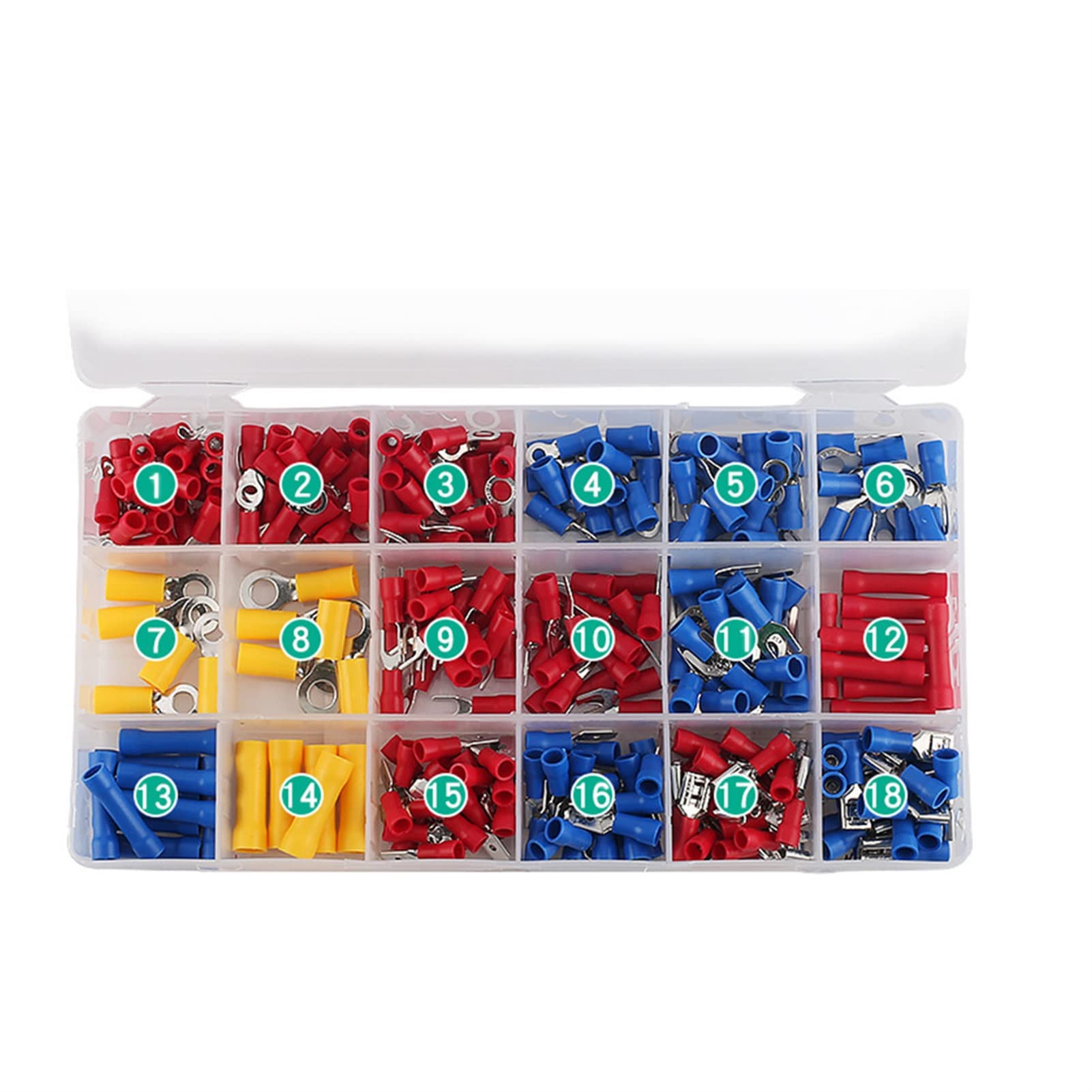 KLVN 300pcs Assortiti Isolati Terminali elettrici Isolati Terminali a crimpare Connettori a crimpare Set rosso giallo blu