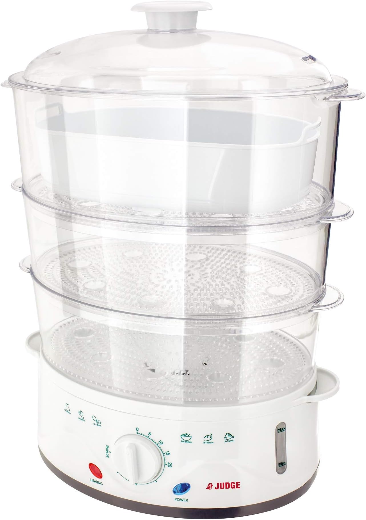 Judge Electric Steamer 3 Tiers and Rice Cooker, 900W, 8.5L, 60 Minute Timer, 2 Year Guarantee