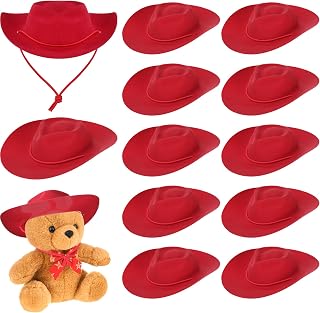 Xtinmee 12 Pcs Mini Cowboy Hats for Party Plastic Tiny Cowboy Hats Cute Miniature Decor for Craft Doll Western Party
