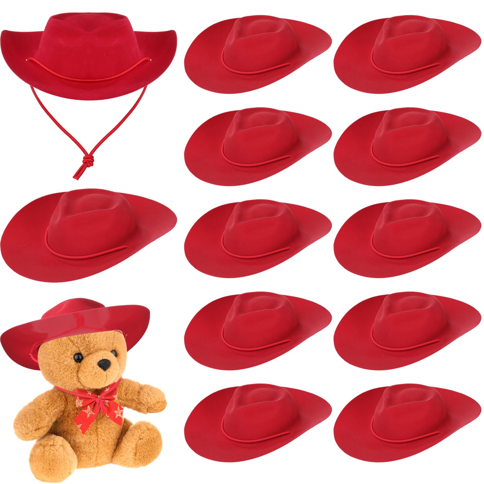 Xtinmee 12 Pcs Mini Cowboy Hats for Party Plastic Tiny Cowboy Hats Cute Miniature Decor for Craft Doll Western Party