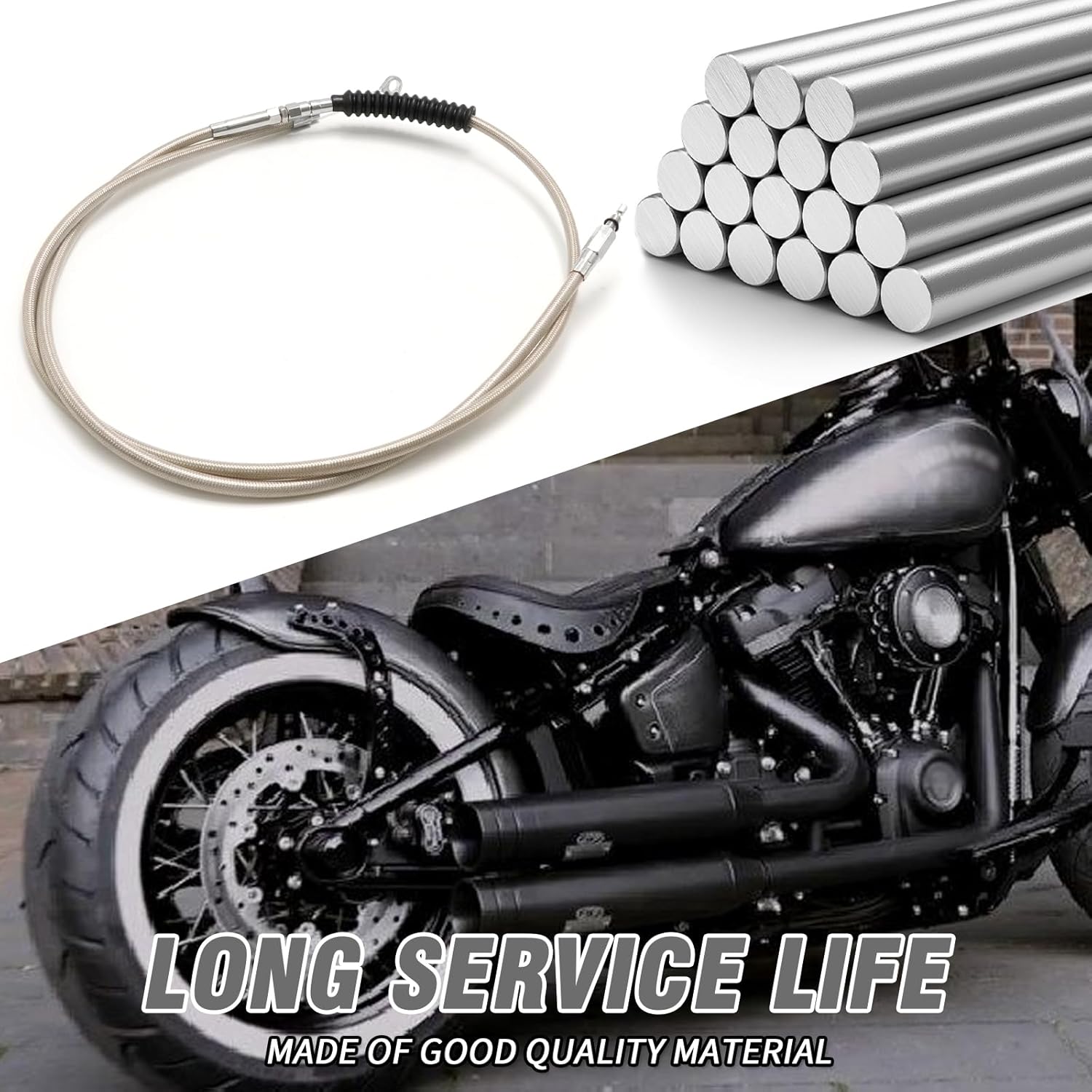 Saihisday 79" 200cm Motorcycle Clutch Cable Wire, Stainless Steel Clutch Cable Wire Kit, Replacement for Harley Iron XL 883 1200 Heritage Road King Dyna Softail Fat Boy