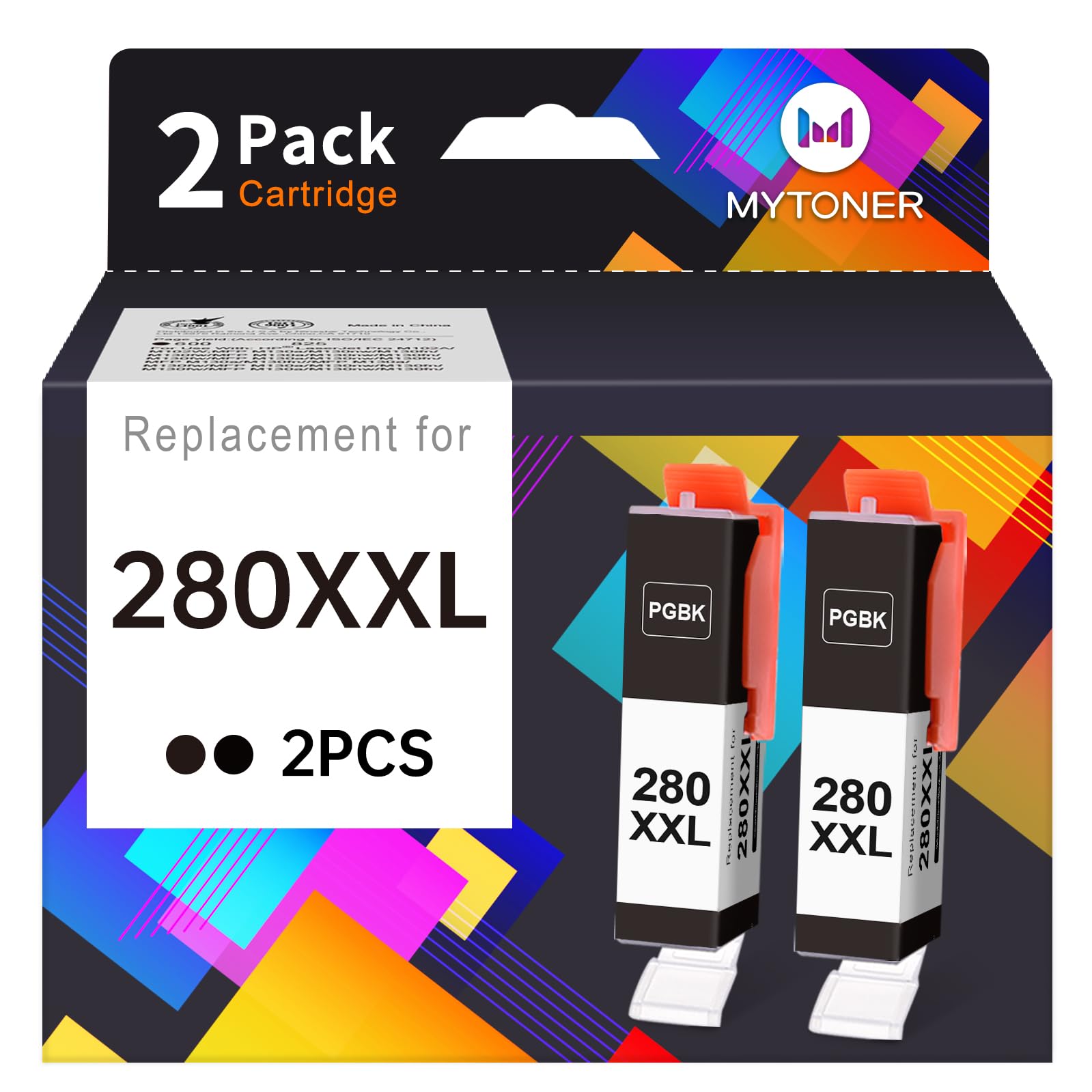 MYTONER PGI-280 XXL PGBK Ink Cartridges Replacement for Canon 280XXL 2 Pack