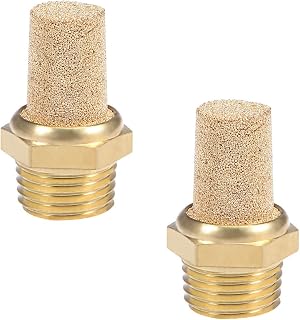 uxcell 1/4 PT Sintered Bronze Exhaust Muffler with Brass Body Protruding 2pcs