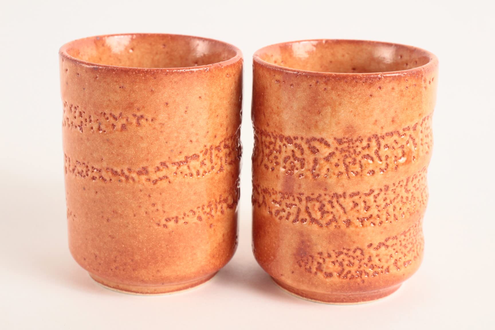 Mino Ware Yunomi Chawan Teetasse, japanische Keramik, kurz, klein, hergestellt in Japan (Japan Import) (Akashino Orange) SZY104