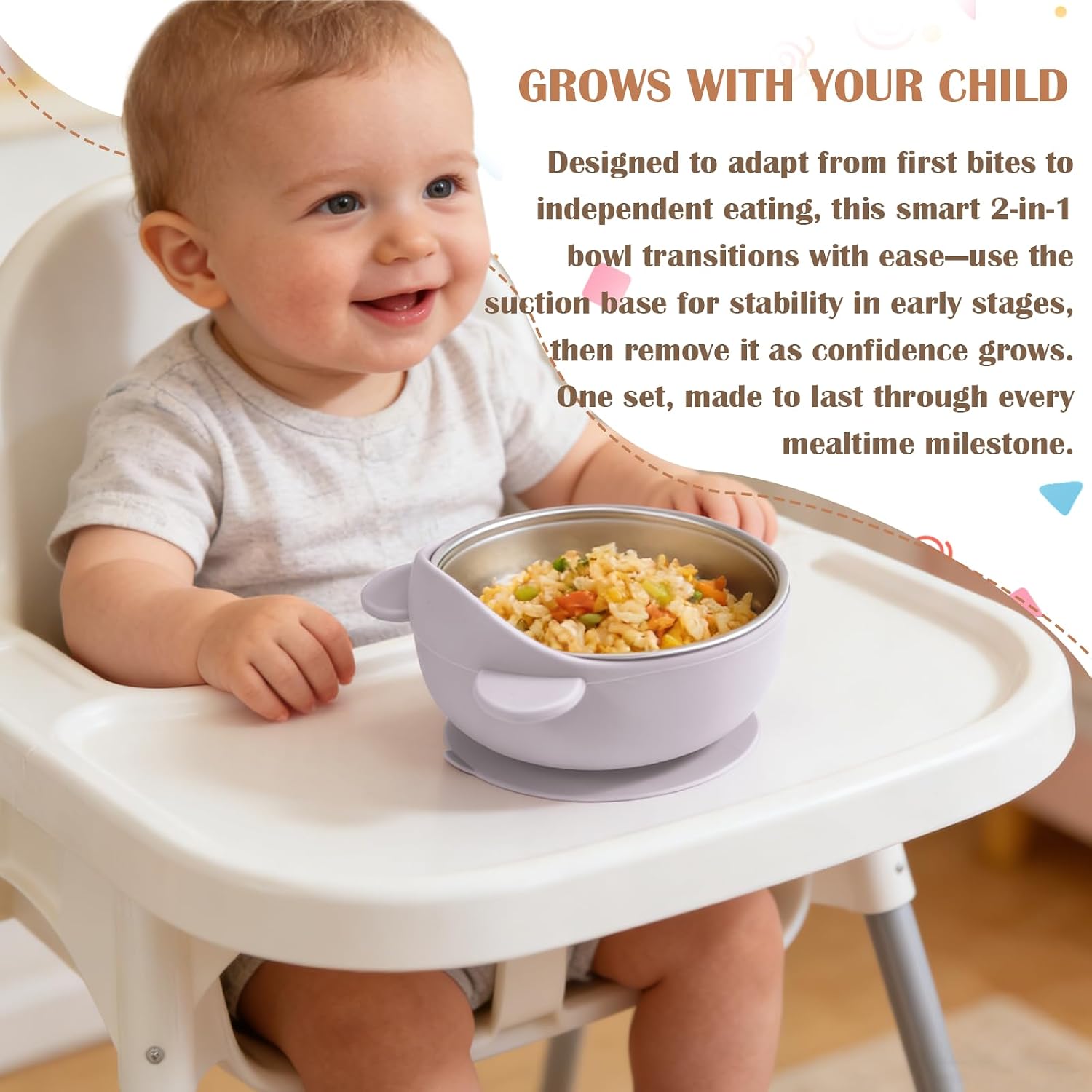 Personalized Stainless Steel Baby Bowls with Suction, Custom Name Toddler Fork and Spoon Set for Self Feeding, 4-Pc Set for Baby Led Weaning, Ideal for Showers & Birthdays
