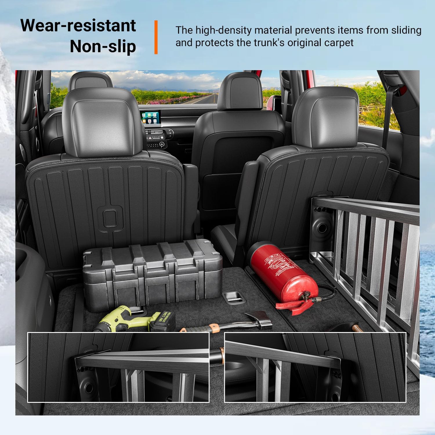 powoq 7 Seats Fuel Cargo Mat Compatible with 2026 Palisade Cargo Liner TPE Backrest Mat 2nd Back Seat Protector Trunk Liner Replacement for 2026 Palisade Accessories