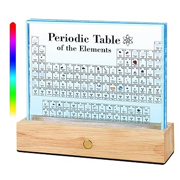 TINCINES Real Periodic Table of Elements, Periodic Table with Real Elements Inside, Acrylic Periodic Table Display with 83 Real Samples, Chemistry Gifts for Adults, Teaching Tools Crafts Decor