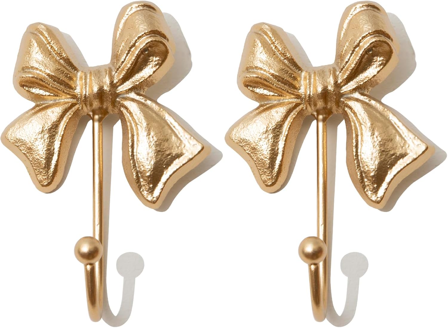 Metallic Gold Wall Hooks 2‑Pack, Sturdy Metal Hanging Hooks | Charming farmhouse‑style hardware, simple installation, great for clothes, bags, towels & hats