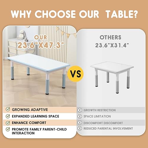 Miniatura 24 de Juego de mesa y silla para niños, juego de mesa y sillas para niños, altura ajustable, patas y organizador de mesa antideslizantes, escritorio de