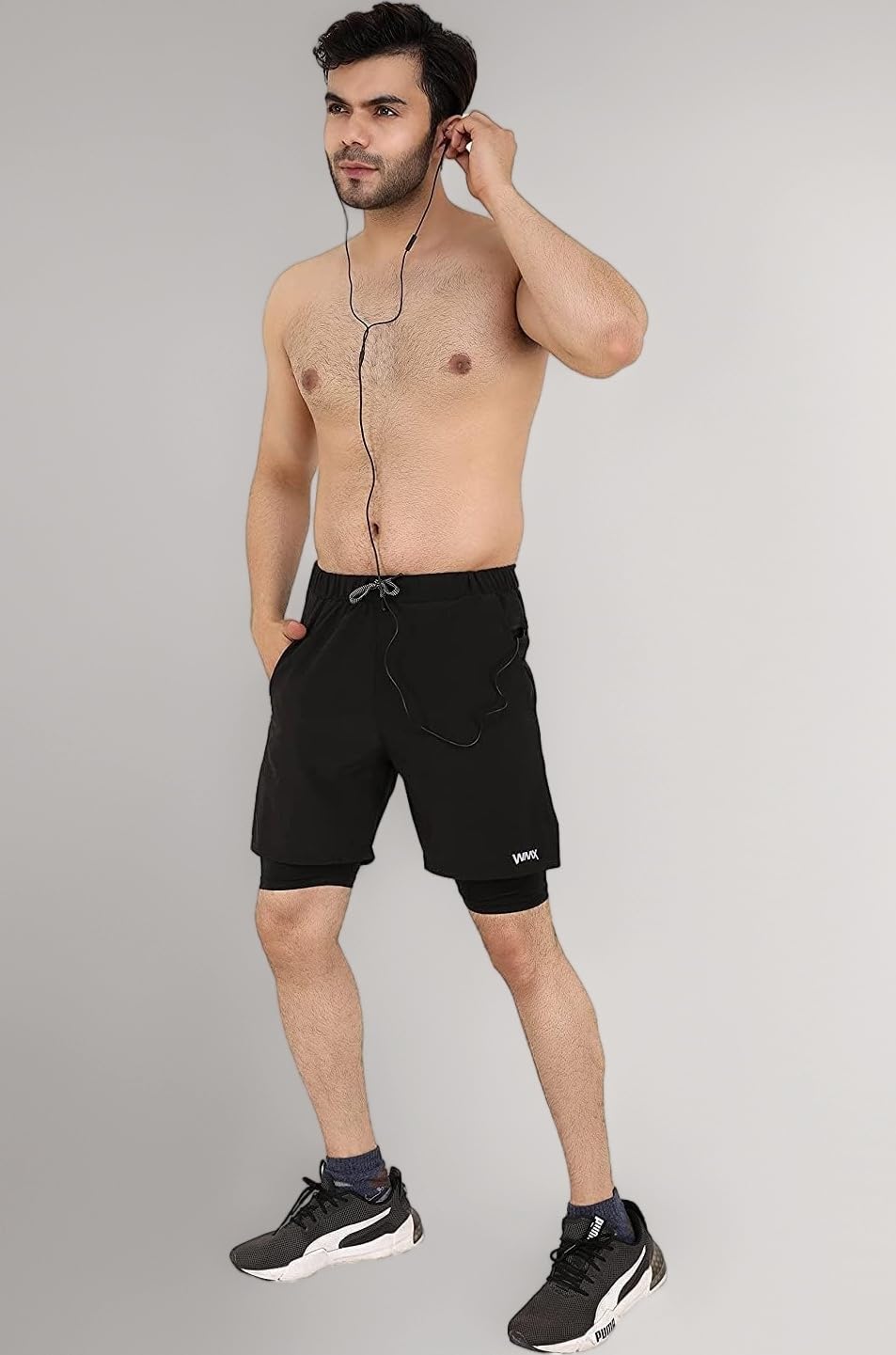 WMX Mens 2 in 1 Running Shorts Quick Dry Gym Athletic Workout Clothes with Side Pockets