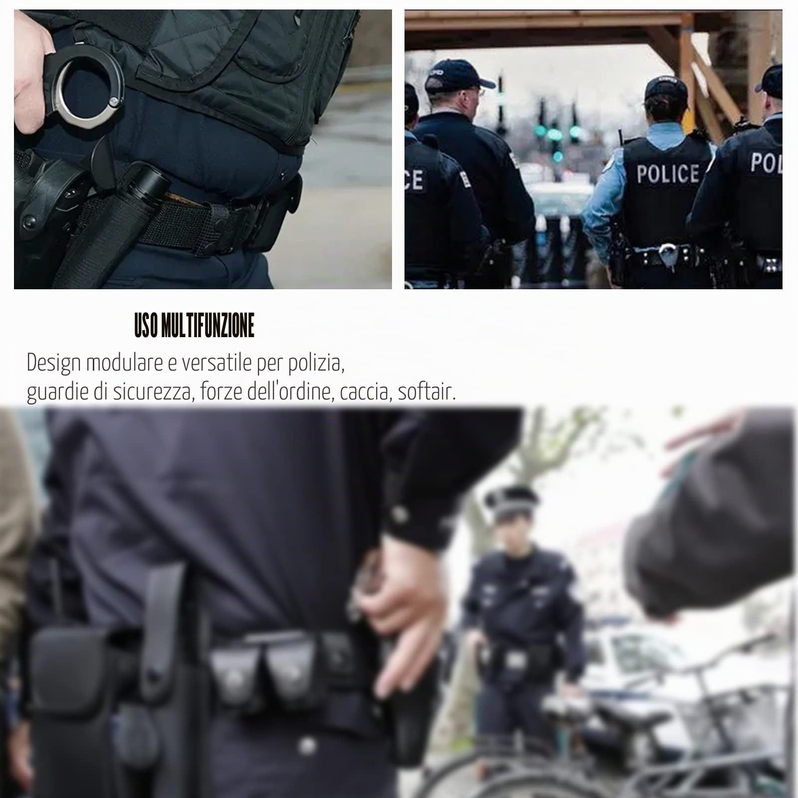 6 in 1 Utility Cintura tattica multifunzionale Outdoor Marsupio Patrol Attrezzatura per Guardia di Polizia Caccia di Sicurezza con 5 Componenti Borse