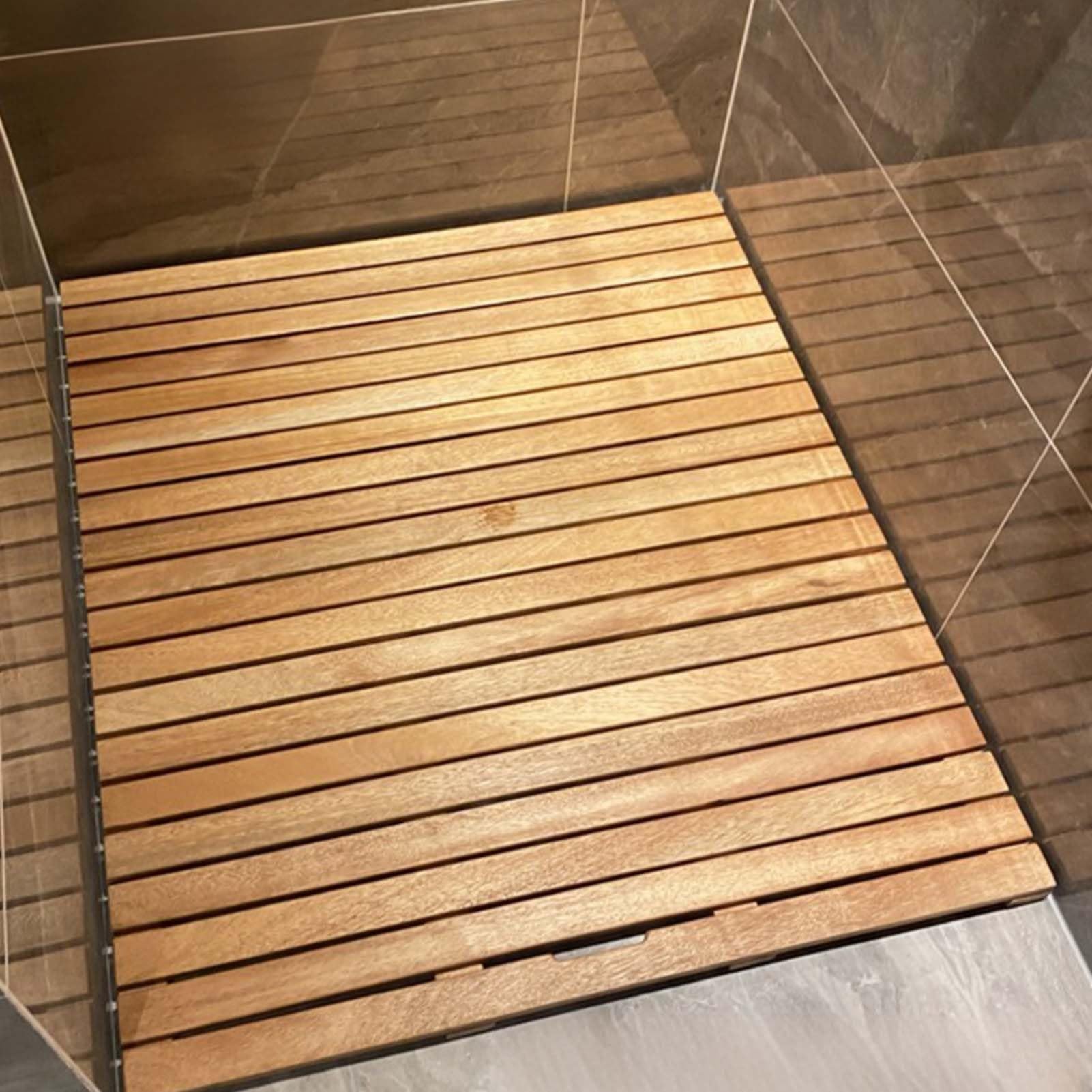 Tappetino da doccia in legno, 30-120 cm, antiscivolo, per uso interno/esterno, spa, sauna, piscina, jacuzzi, ad asciugatura rapida, 90 x 90 cm, elegante e