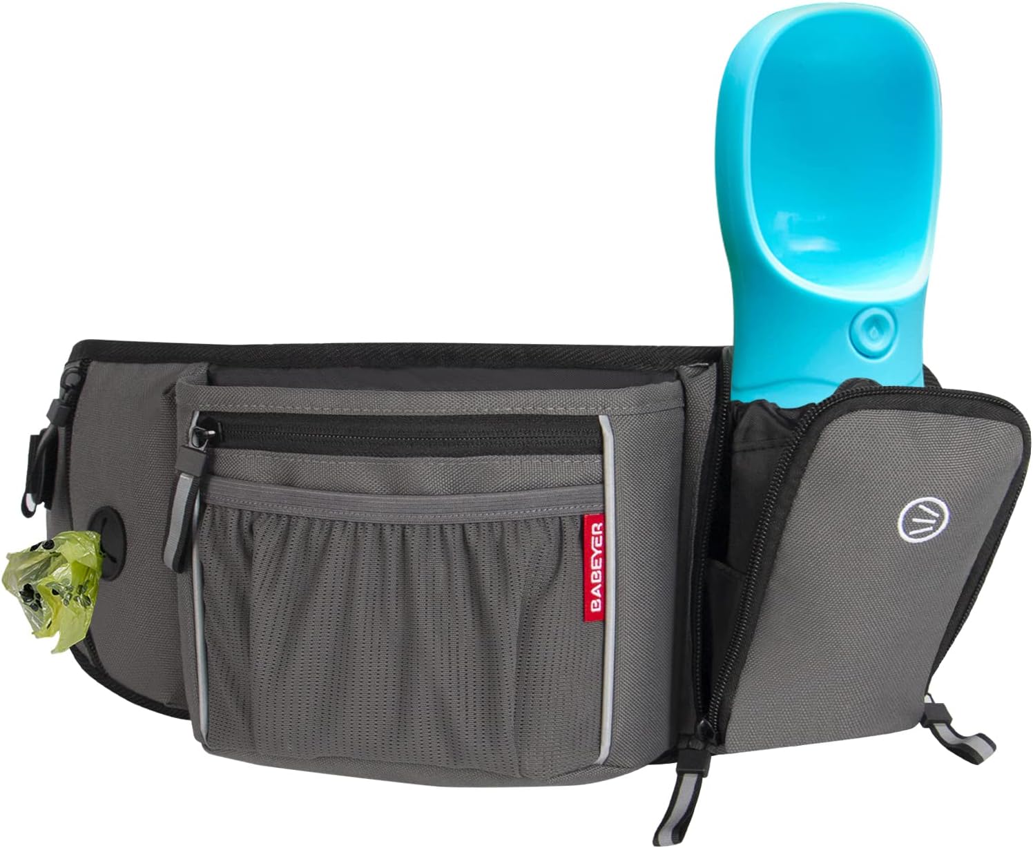 BABEYER Dog Fanny Pack with Water Bottle Holder,Treat Pouch for Walking