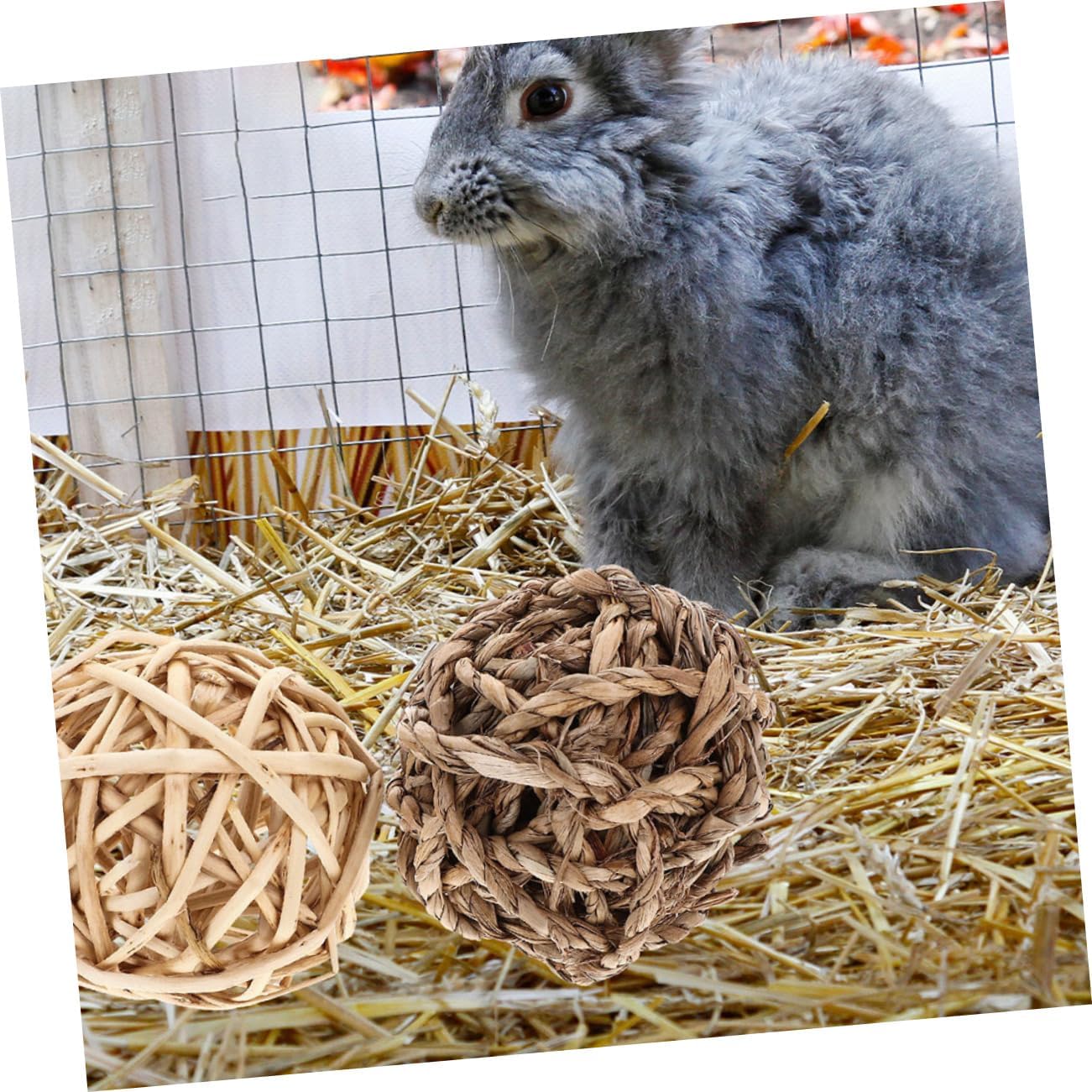 8pcs Rabbit Straw Balls Pet Cage Accessories Animal Chew Toys Biting Plaything for Hamsters