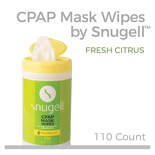Miniatura 2 de Snugell - Toallitas para mascarilla CPAP (3 botes, 110 unidades) - Aroma cítrico - 100% algodón suave - Sin pelusa y alcohol - Seguro para la piel