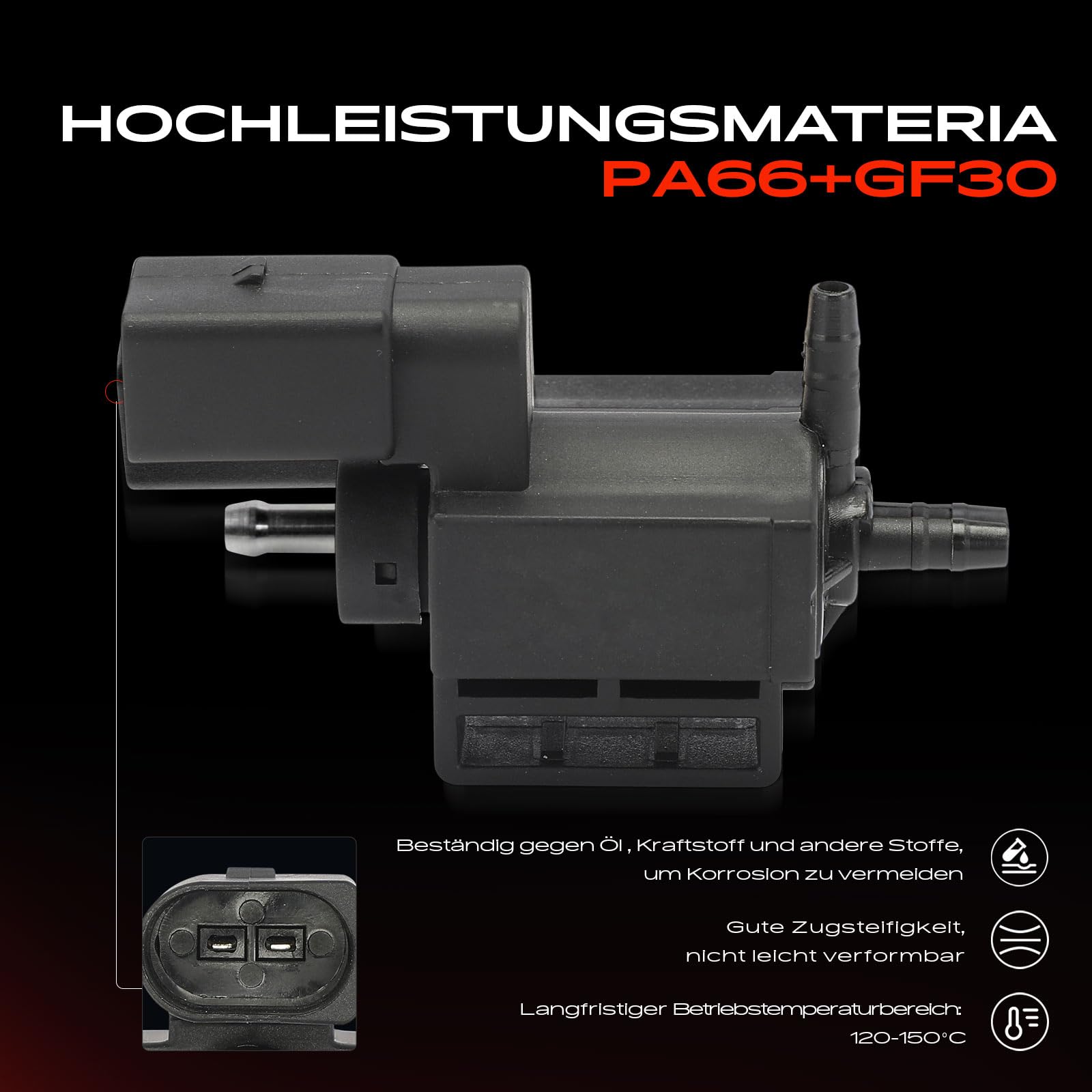 Frankberg Magnetventil Ventil Saugrohr Ansaugluft Kompatibel mit A4 2000-2016 Fabia II 2010-2014 Octavia 1999-2013 Golf 1998-2016 P.a.s.s.a.t 2000-2014 Polo 1995-2014