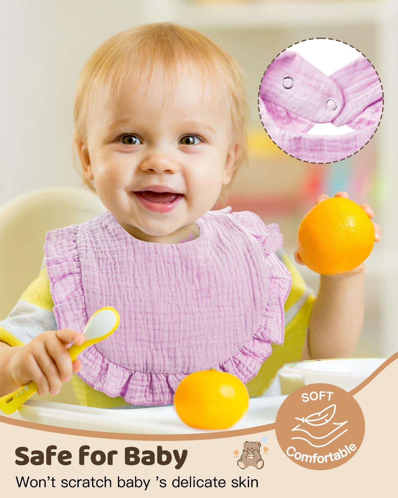 Lictin Bavaglini Neonato-Bavaglini Bambini,set di 4 bavaglini a bandana, 100% cotone, bavaglini morbidi per bambini, adatti per la dentizione dei bambini da 0 a 24 mesi