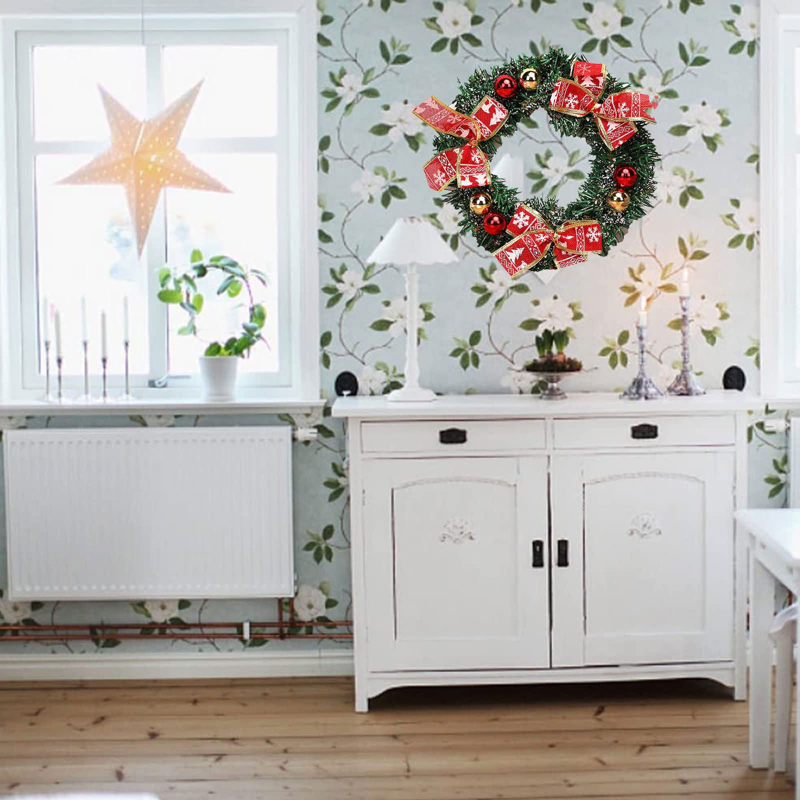 Weihnachtskranz 40 Cm Aus PVC - Rustikale Deko Mit Winterkiefern, Für Haustür, Wand & Draußen