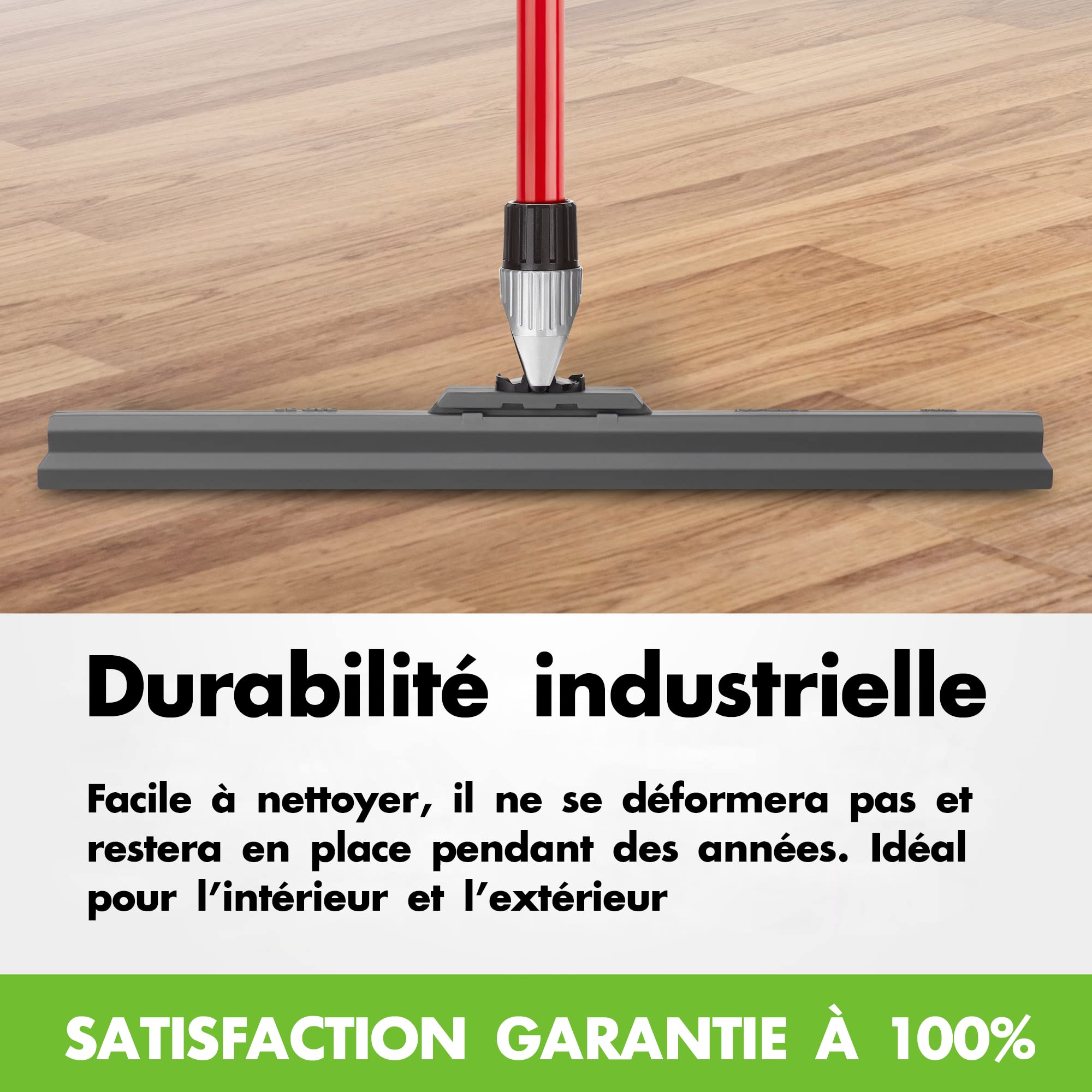 Tyroler Balai Raclette Sol Extérieur Terrasse | Tête de 45 cm 100% Silicone | 4 Parties de 140 cm de Long | Idéal pour Toutes Les Surfaces | Raclette Douche Sol | Raclettes Professionnelle