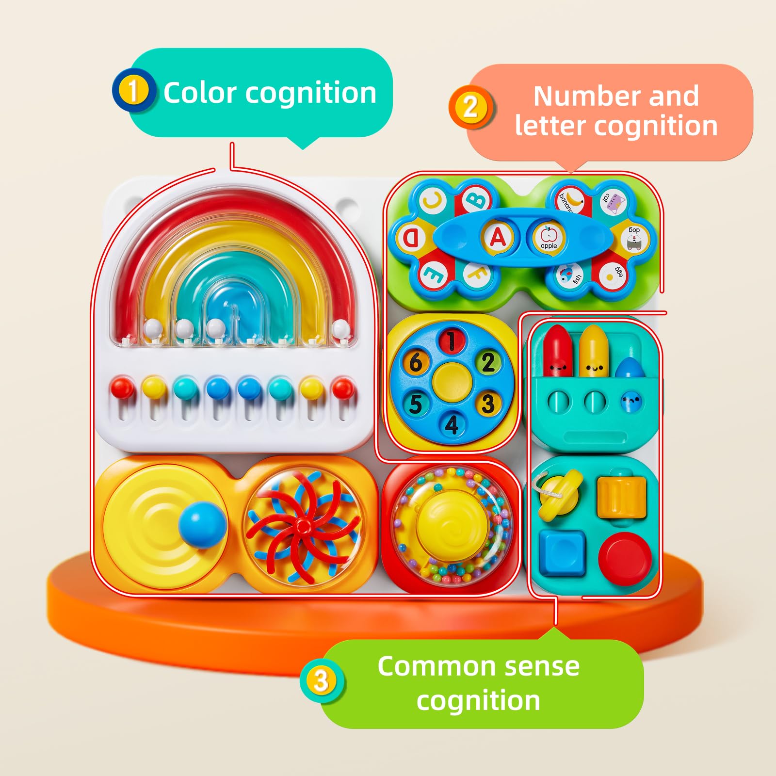 Auby Busy Board 3.0 Sensoriel Détachable 1-6 Ans : 7 Outils Portables Motricité Fine - Jeu Éducatif Assemblage Montessori