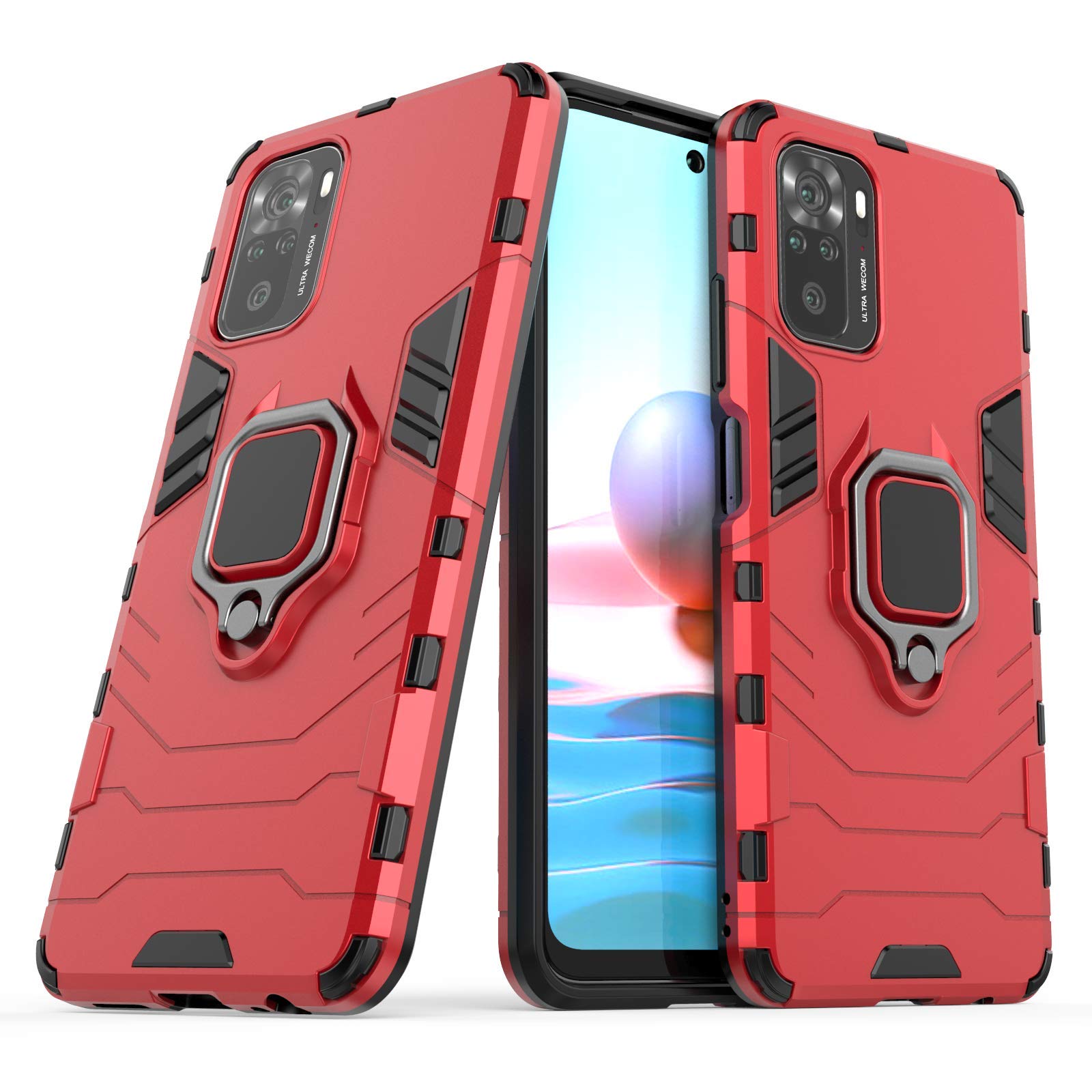 Custodia Per Xiaomi Poco M5s Con Supporto Pieghevole – Cover Antiurto In TPU/PC, Blu, Con Bordi Rialzati